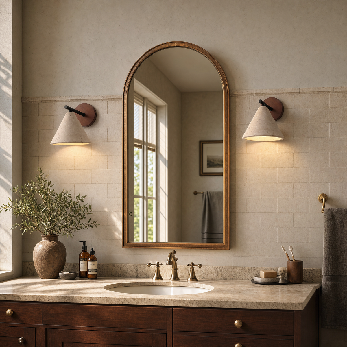 Wabi Sabi Conical Travertine Wall Sconce