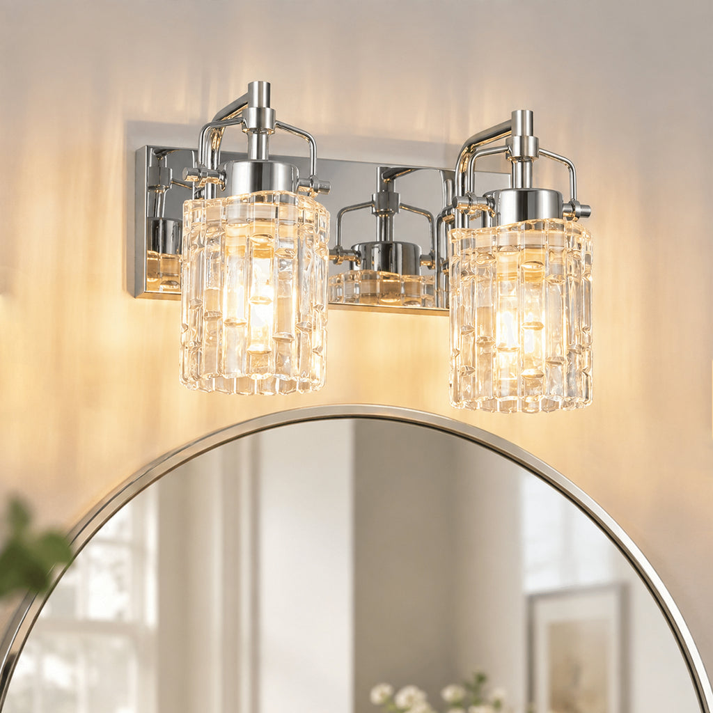 Contemporary Luxury Cylinder Fluted Glass Vanity Light