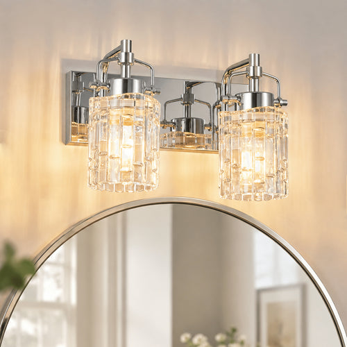 Contemporary Luxury Cylinder Fluted Glass Vanity Light