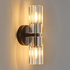 Modern Luxury Vertical Double Cylinder Fluted Crystal Wall Sconce
