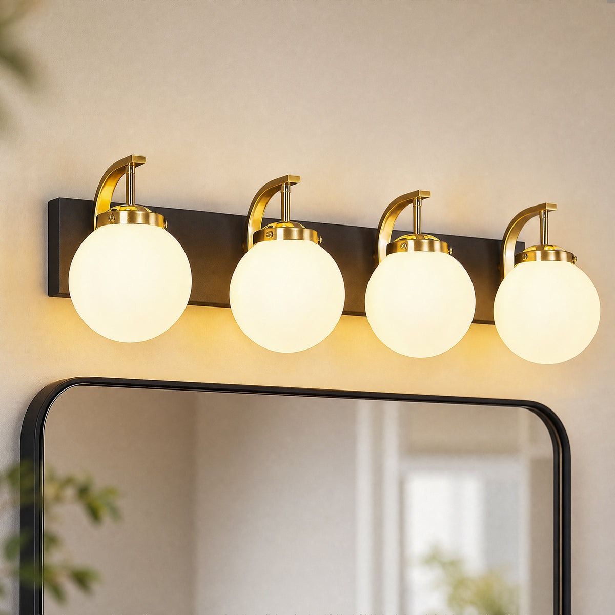 Modern Opal Globe Milky Glass Bathroom Vanity Light