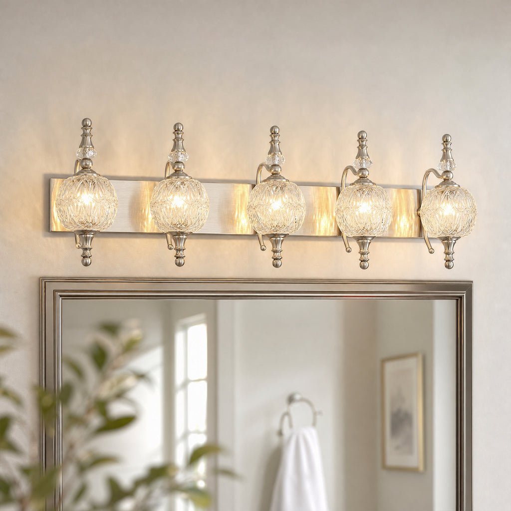 Classic Vintage Round Textured Glass Bathroom Vanity Light