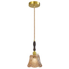 French Country Embossed Rose Floral Glass Pendant Light