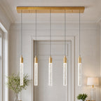 Modern Cylinder Bubble Linear Hanging Crystal LED Pendant Light