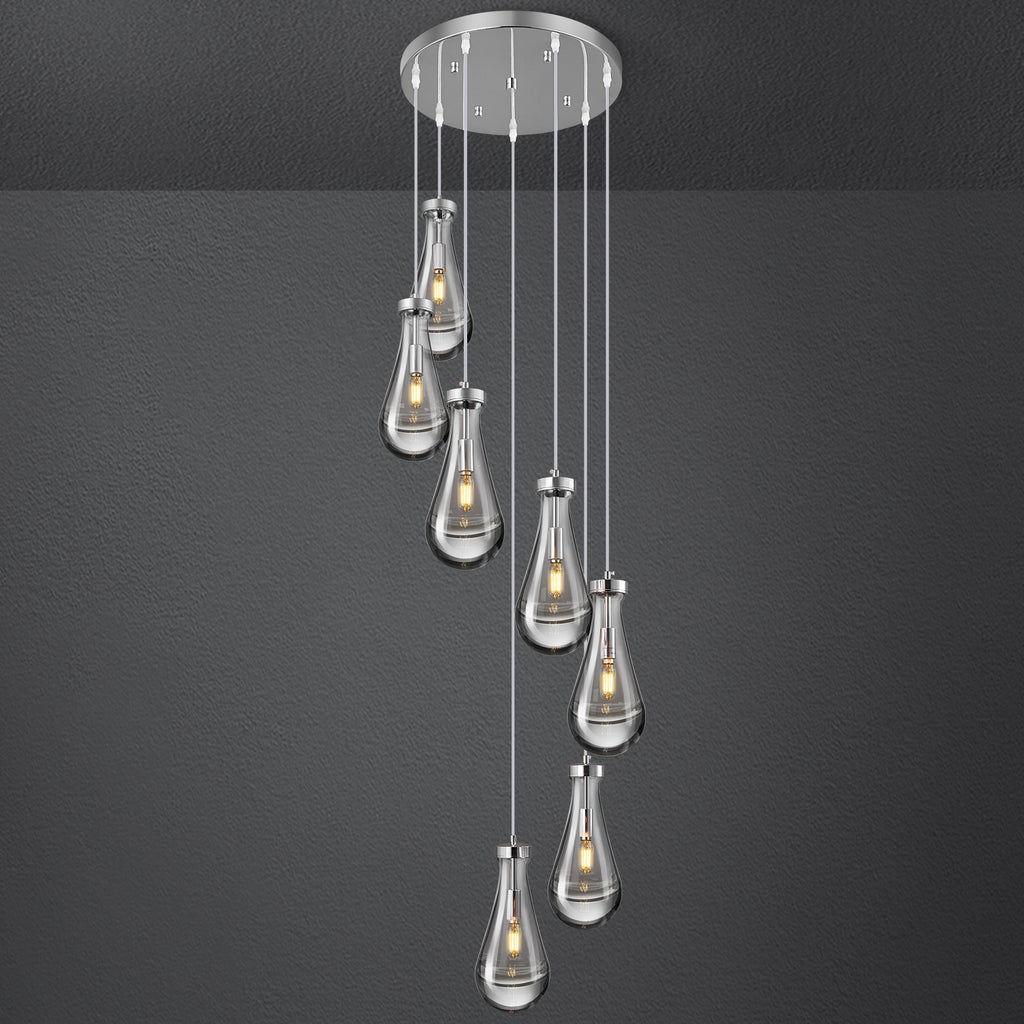 Raindrop Clear Solid Glass Adjustable Suspension Cord Pendant Light