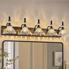 Vintage Clear Flower Glass Shade  Bathroom Vanity