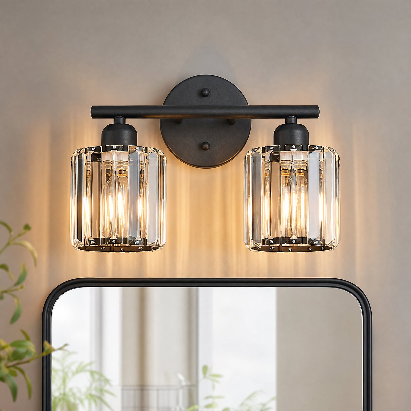 Modern Linear Fluted Crystal Bathroom Vanity Light