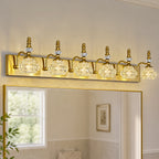 Vintage Embossed Textured Glass Curved Metal Arm Bathroom Vanity Light