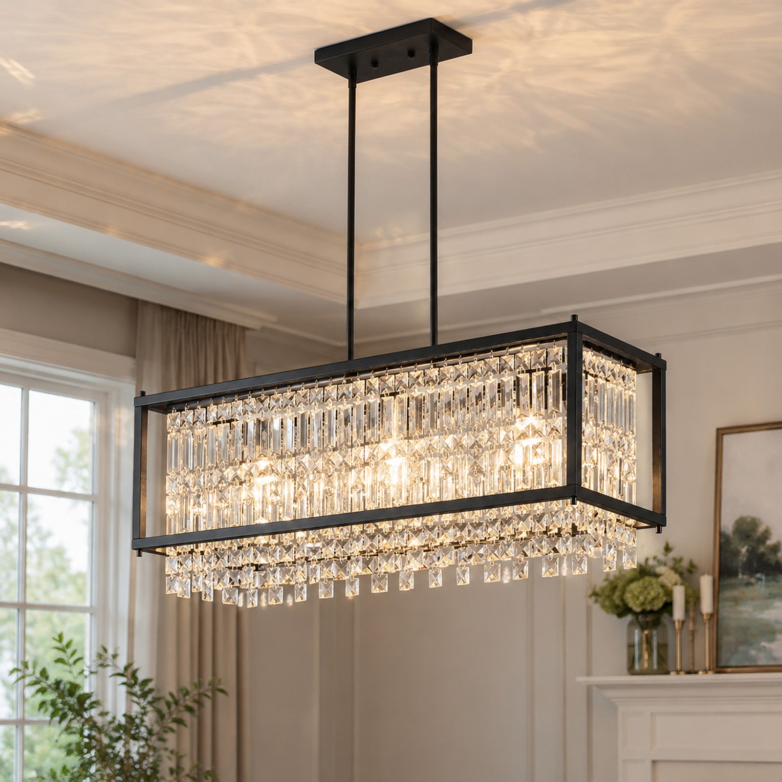 Modern Farmhouse Style Geometric Crystal Chandelier