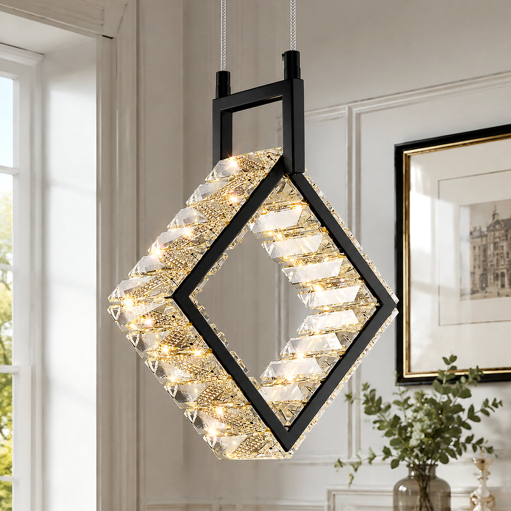 Modern Luxury LED Crystal Geometric Pendant Light