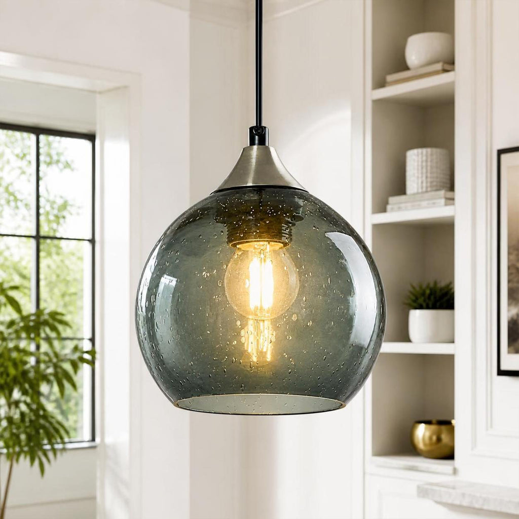 Adjustable Cord Single Hanging Modern Globe Glass Pendant Light