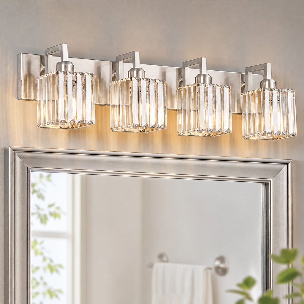 Modern Minimalist Vertical Rectangular Crystal Vanity Light