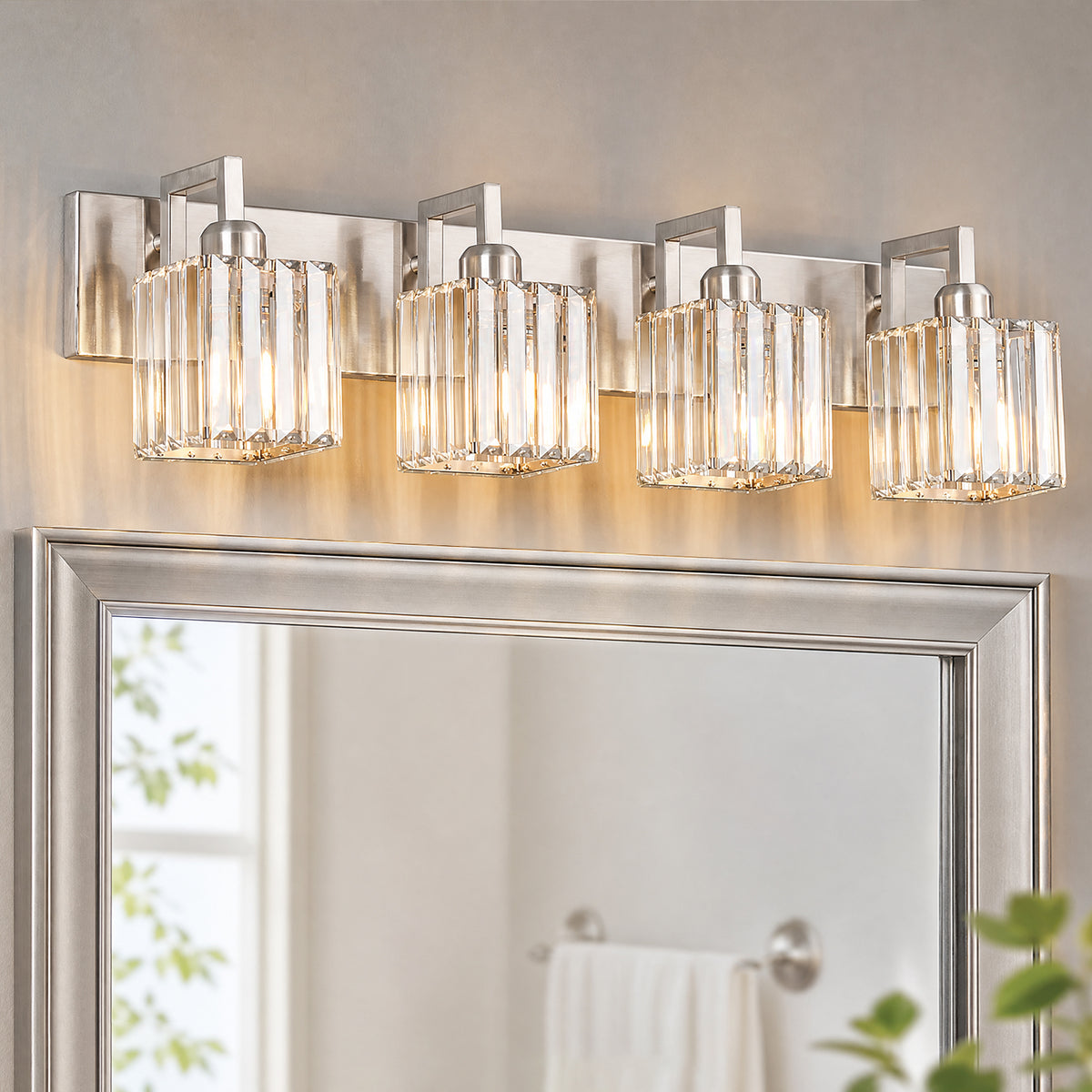 Modern Minimalist Vertical Rectangular Crystal Vanity Light