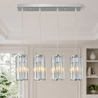 Minimalist Vertical Faceted Crystal Cylinder Pendant Light