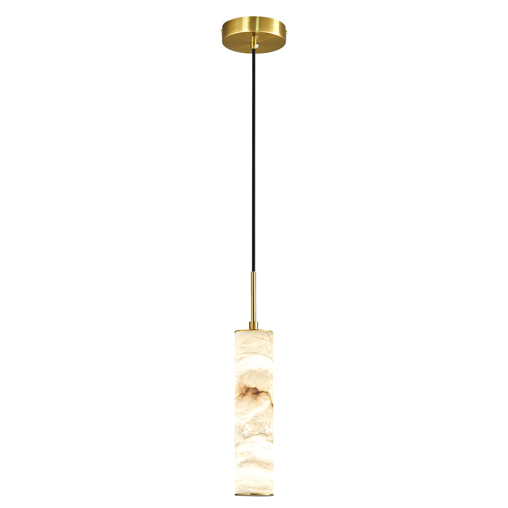 Natural Alabaster Marble Long Tube LED Pendant Light