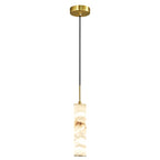 Natural Alabaster Marble Long Tube LED Pendant Light