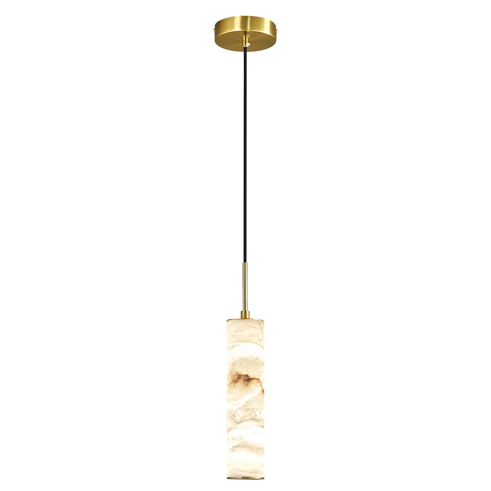 Natural Alabaster Marble Long Tube LED Pendant Light