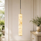 Natural Alabaster Marble Long Tube LED Pendant Light