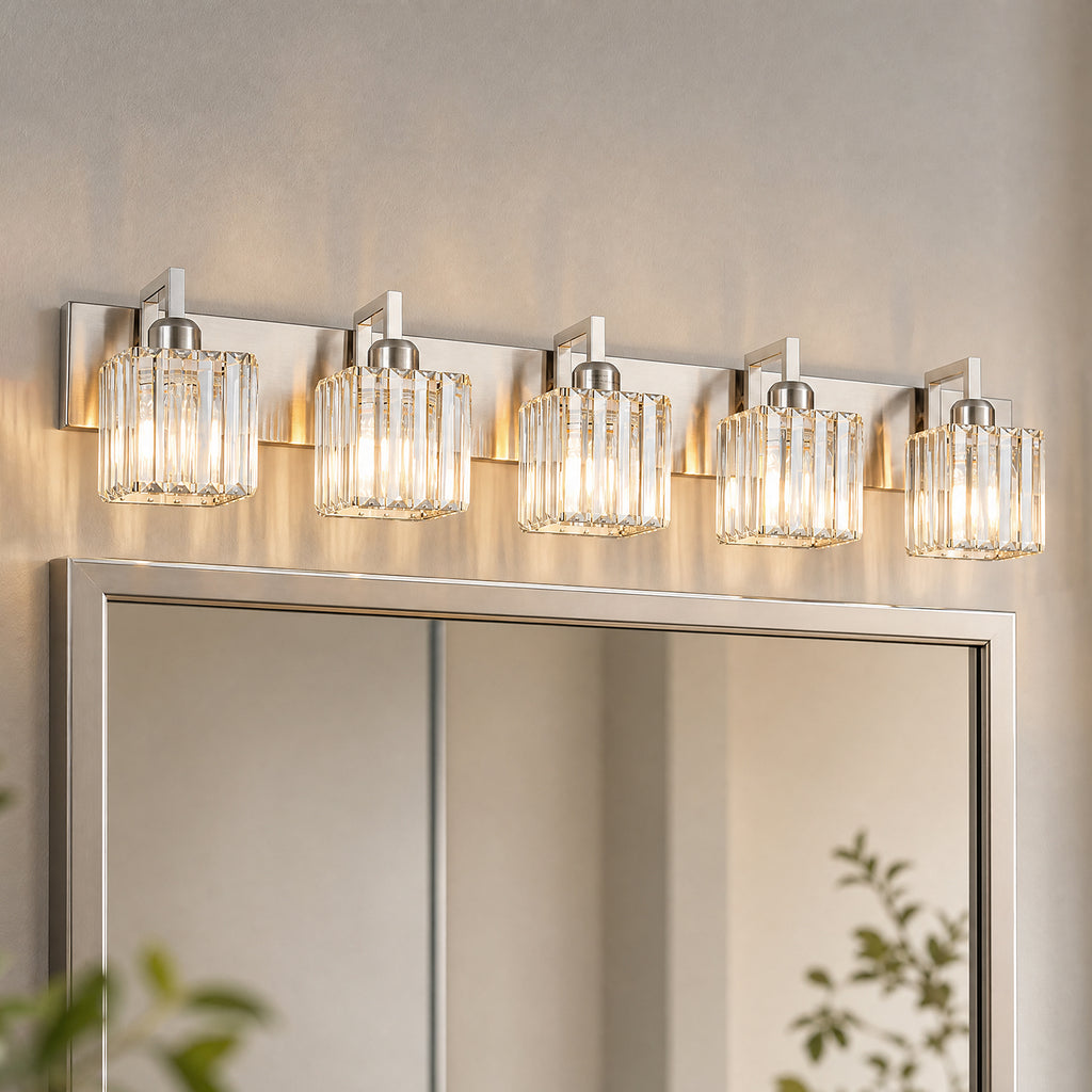 Modern Minimalist Vertical Rectangular Crystal Vanity Light