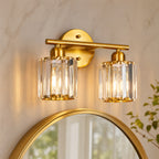 Modern Linear Fluted Crystal Bathroom Vanity Light