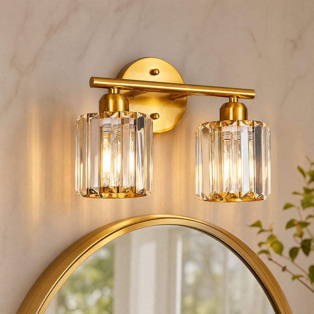 Modern Linear Fluted Crystal Bathroom Vanity Light