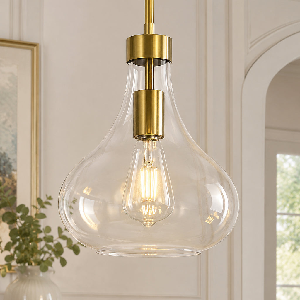 Modern Teardrop Shaped Glass Hanging Single Pendant Light