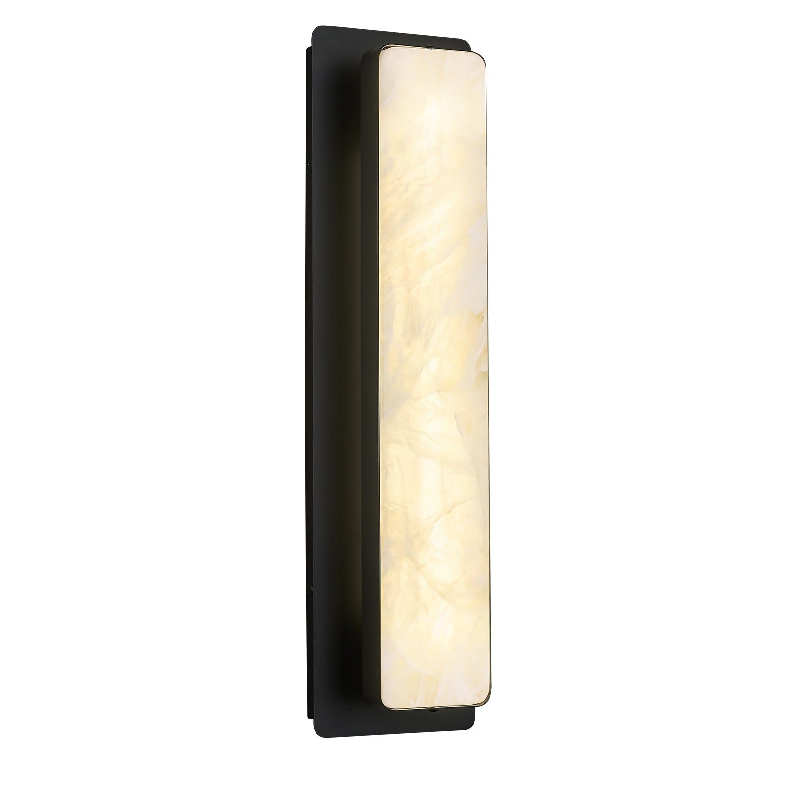 Modern Vertical Rectangular Natural Alabaster Stone LED Wall Sconce