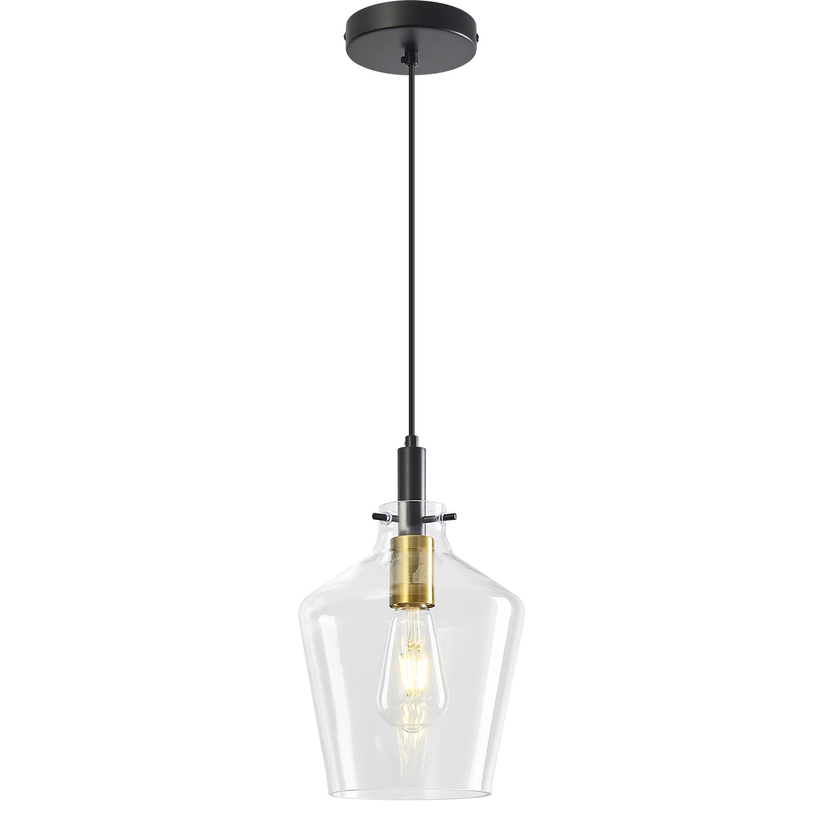 Contemporary Farmhouse Bottle Glass Hanging Pendant Light