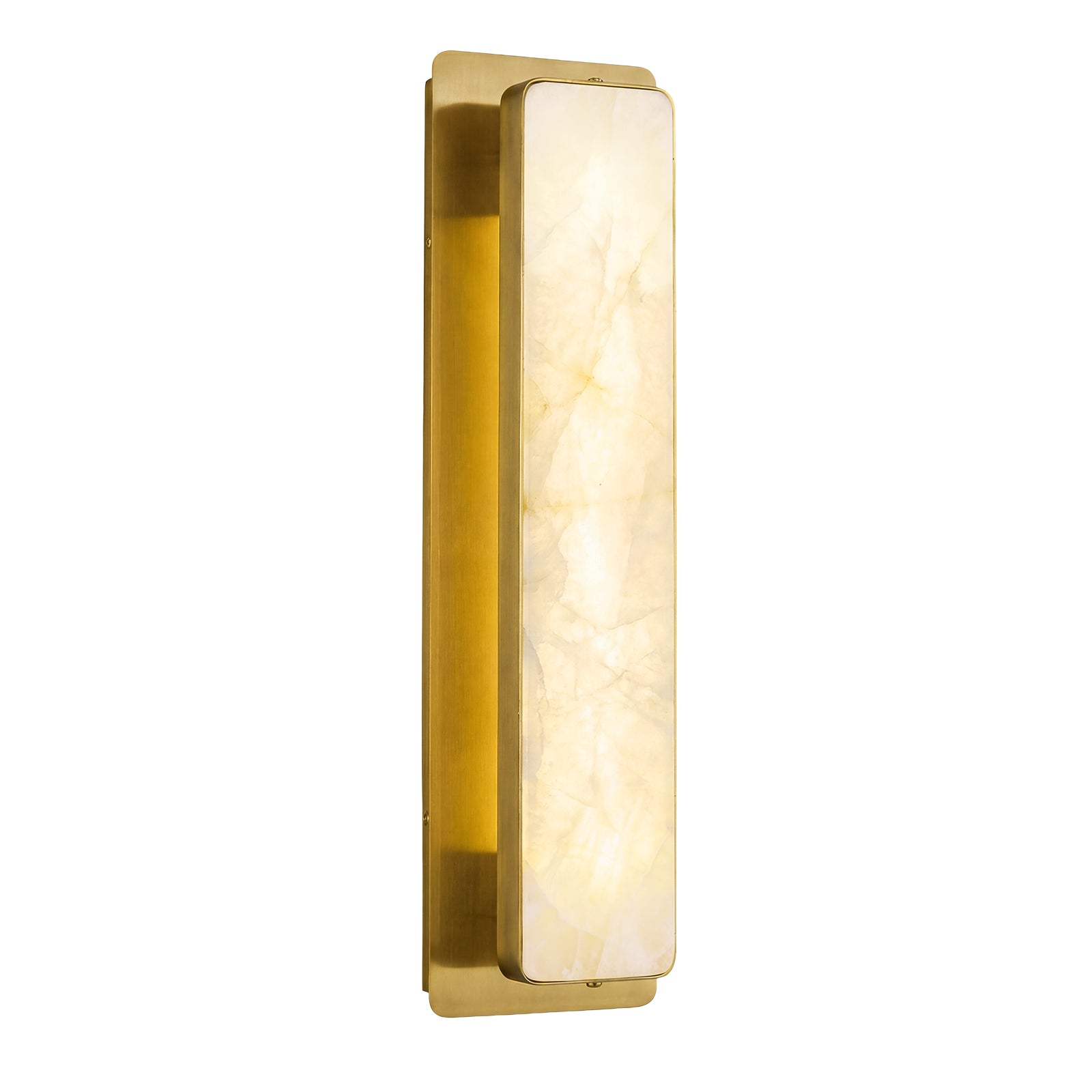 Modern Vertical Rectangular Natural Alabaster Stone LED Wall Sconce