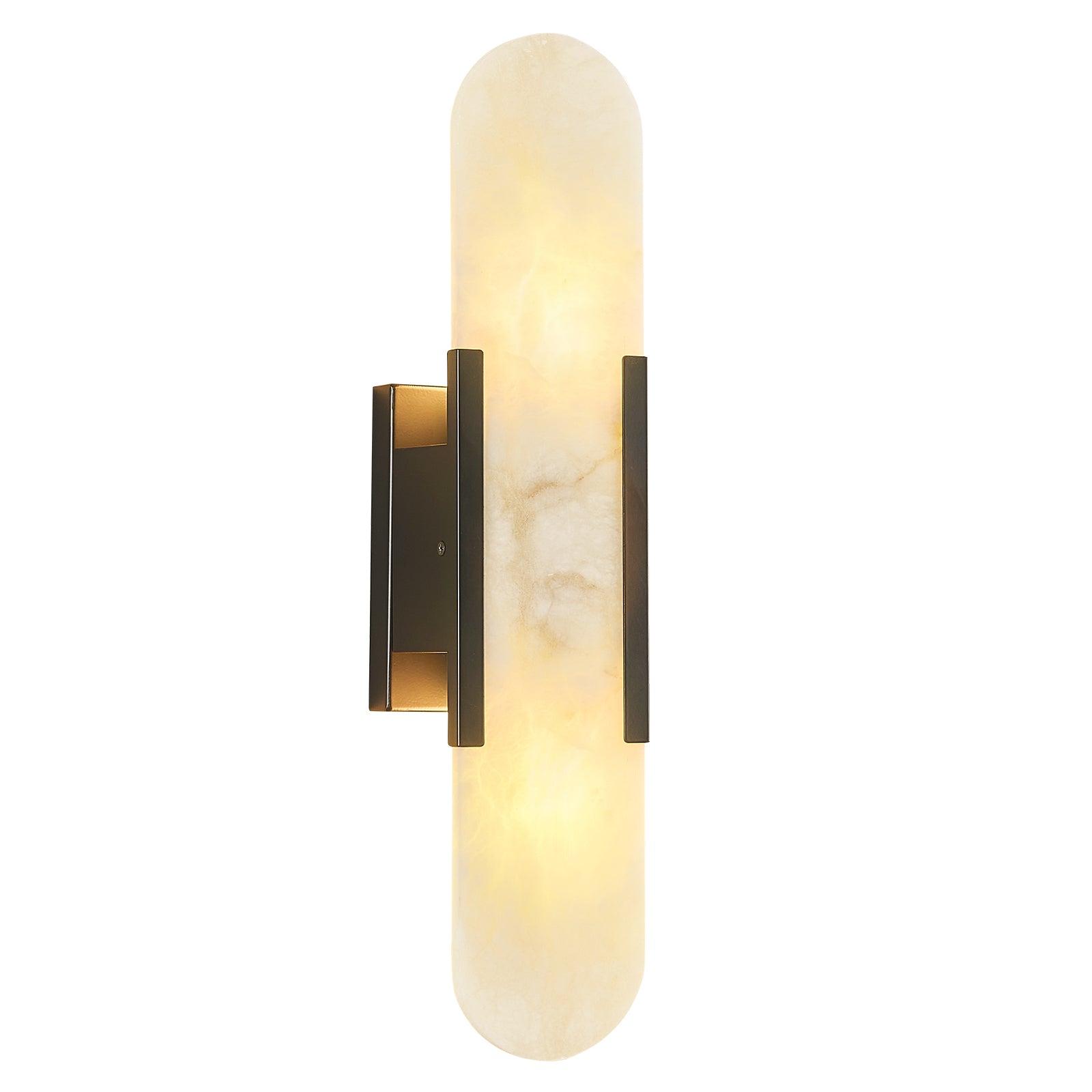 Vertical Long Oval Natural Alabaster Wall Sconce