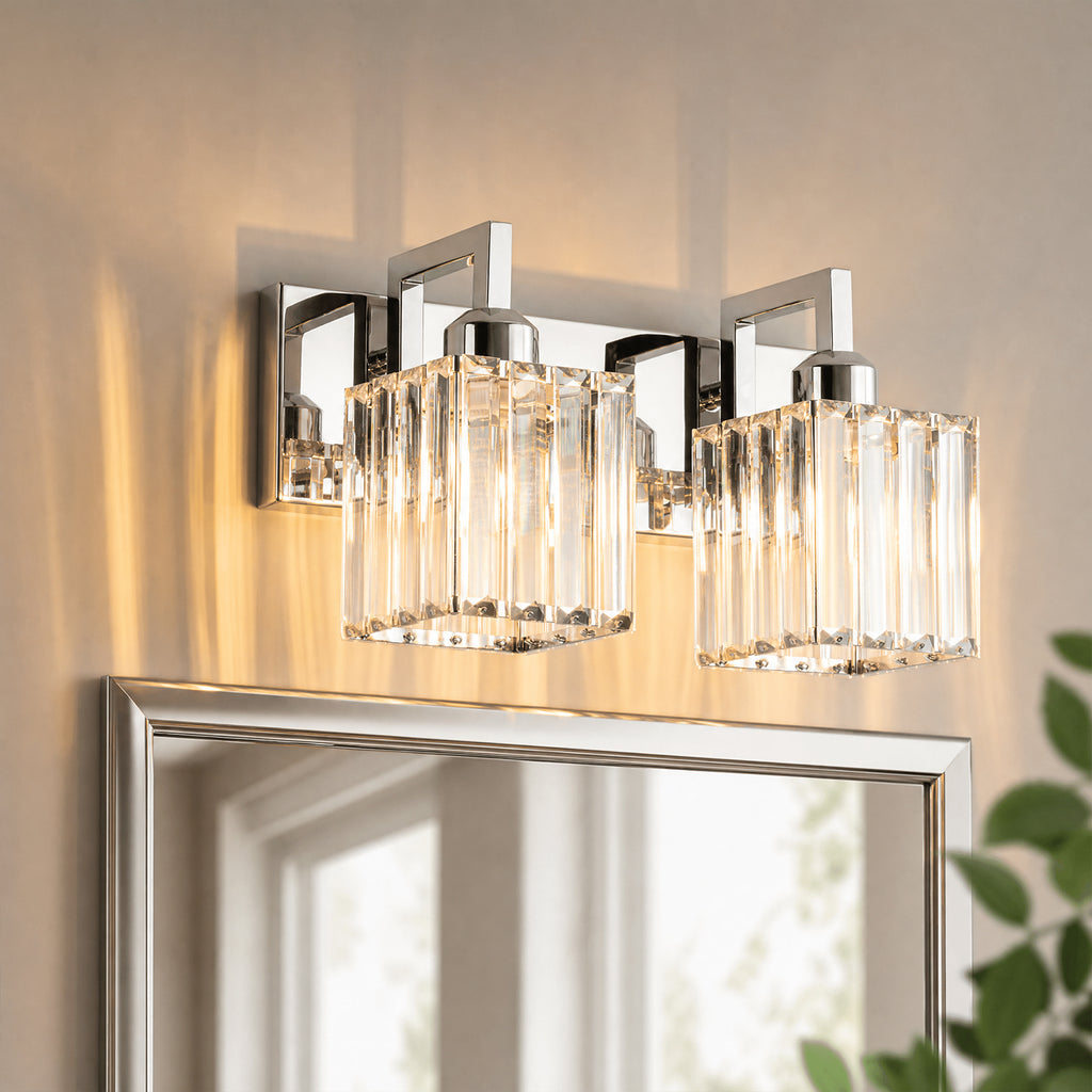 Modern Minimalist Vertical Rectangular Crystal Vanity Light