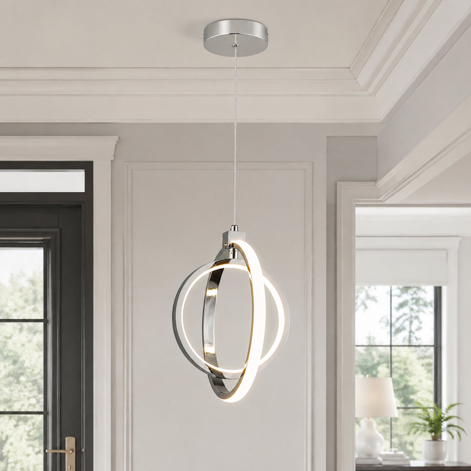 Modern LED Dimmable Height Round Ring Pendant Light