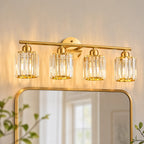 Modern Linear Fluted Crystal Bathroom Vanity Light