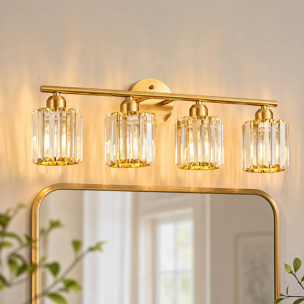 Modern Linear Fluted Crystal Bathroom Vanity Light