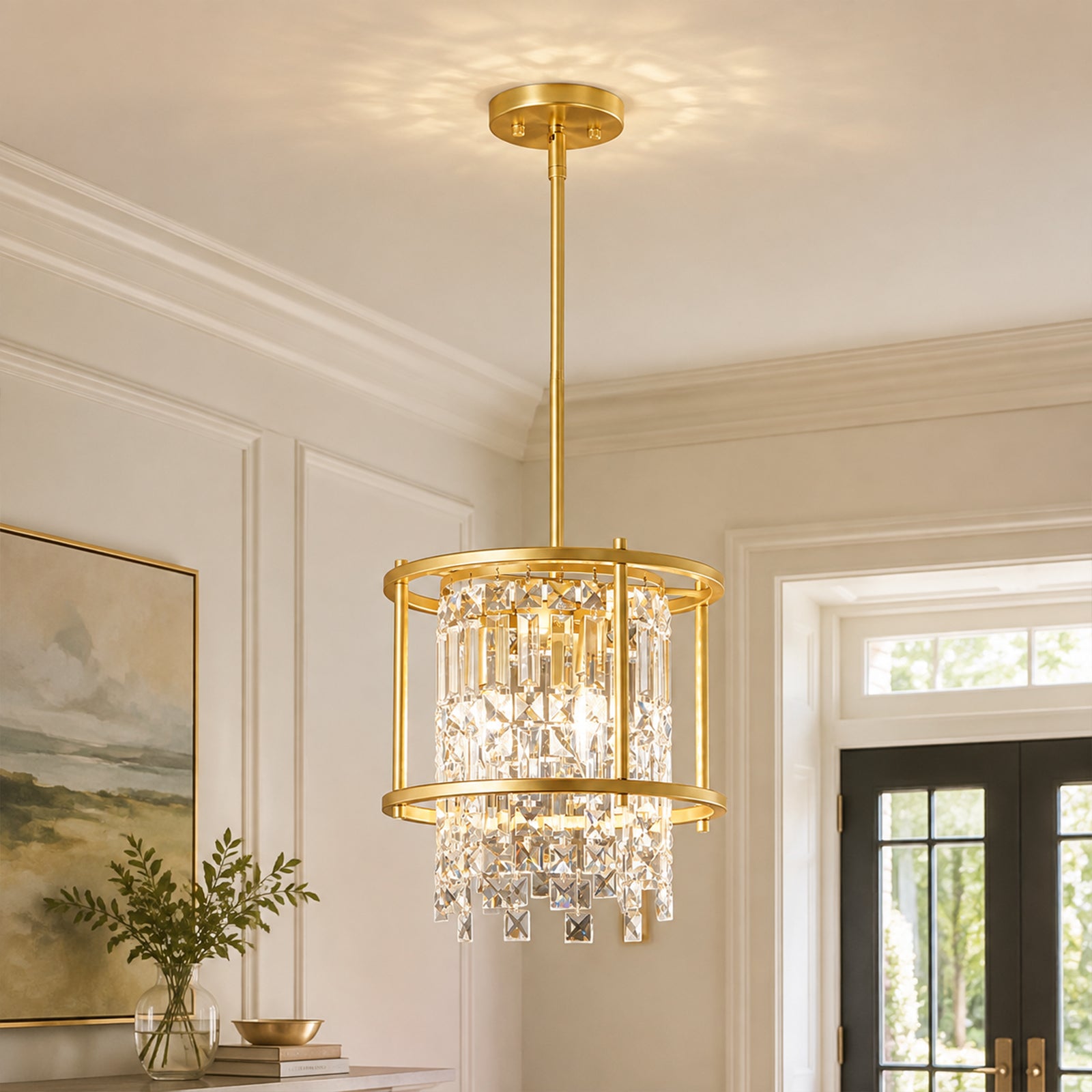 Modern Farmhouse Style Geometric Crystal Chandelier