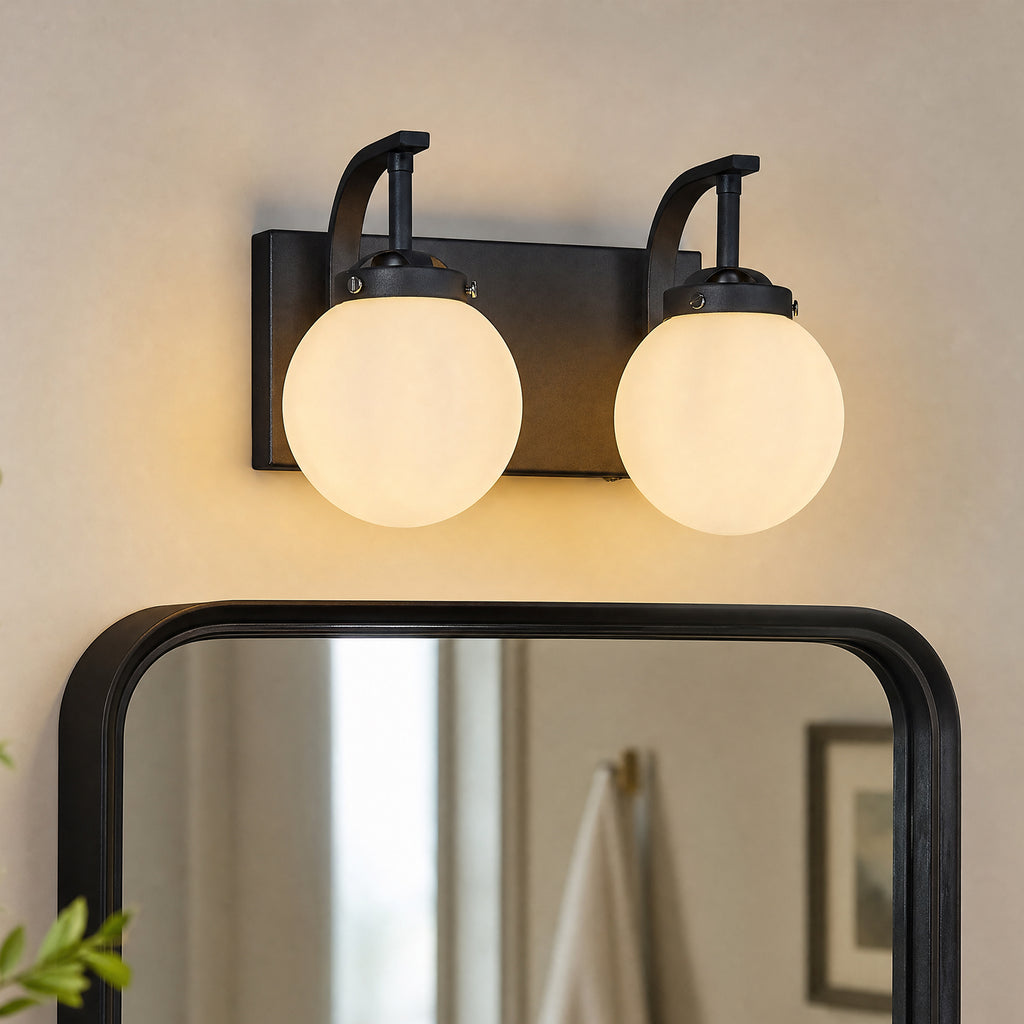 Modern Opal Globe Milky Glass Bathroom Vanity Light