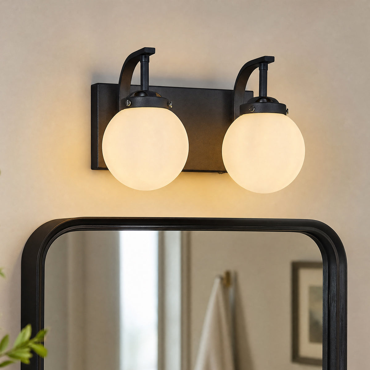 Modern Opal Globe Milky Glass Bathroom Vanity Light