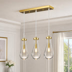 Raindrop Clear Solid Glass Adjustable Suspension Cord Pendant Light
