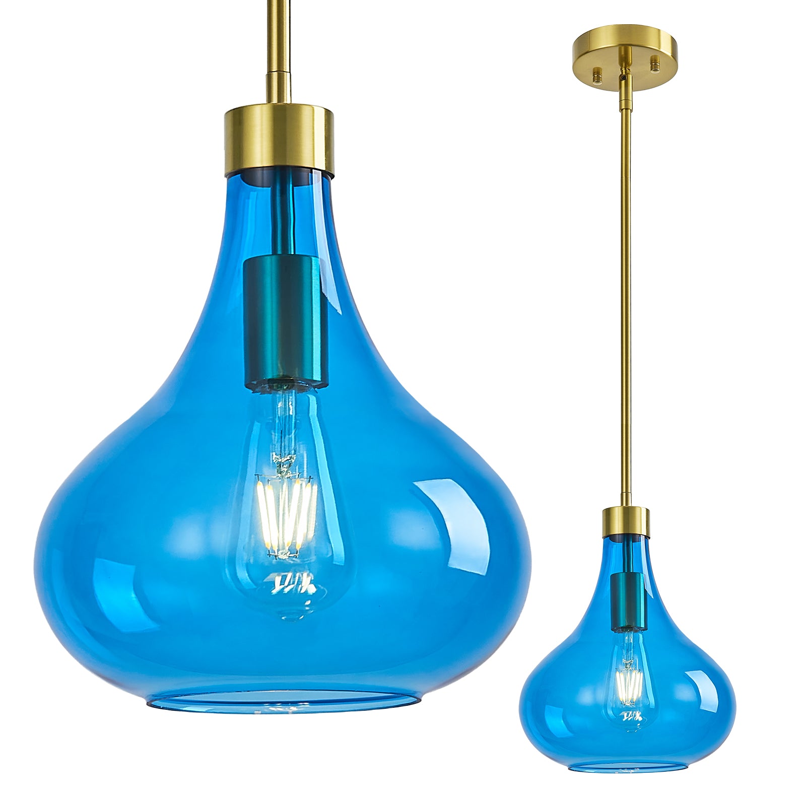 Modern Teardrop Shaped Glass Hanging Single Pendant Light