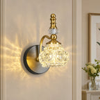 Vintage Embossed Textured Glass Curved Metal Arm Bathroom Vanity Light