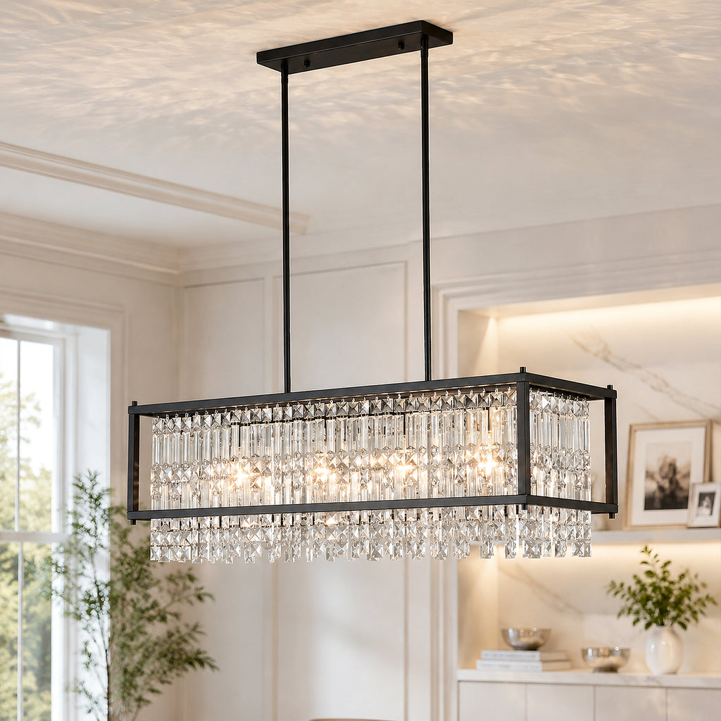 Modern Farmhouse Style Geometric Crystal Chandelier