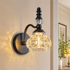 Vintage Embossed Textured Glass Curved Metal Arm Bathroom Vanity Light