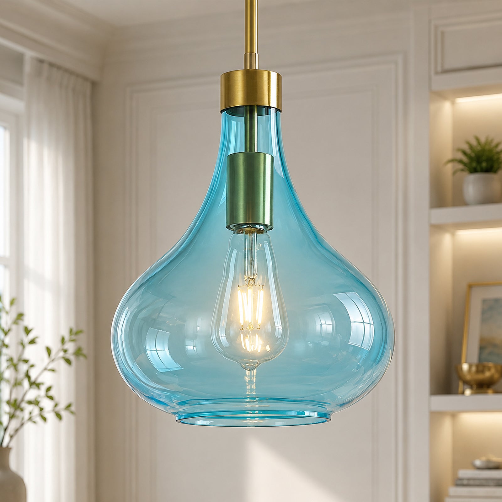 Modern Teardrop Shaped Glass Hanging Single Pendant Light