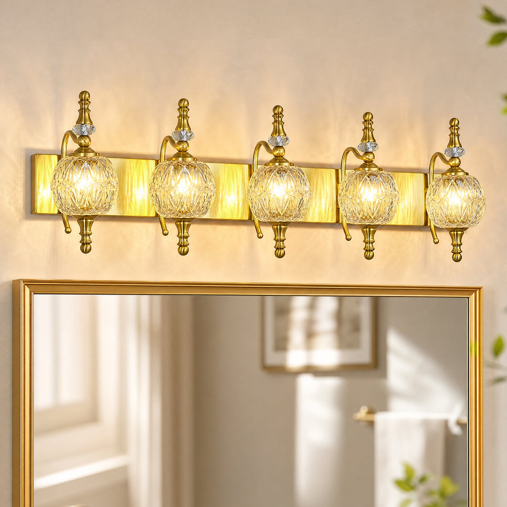Classic Vintage Round Textured Glass Bathroom Vanity Light