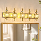 Classic Vintage Round Textured Glass Bathroom Vanity Light