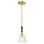 French Country Embossed Rose Floral Glass Pendant Light