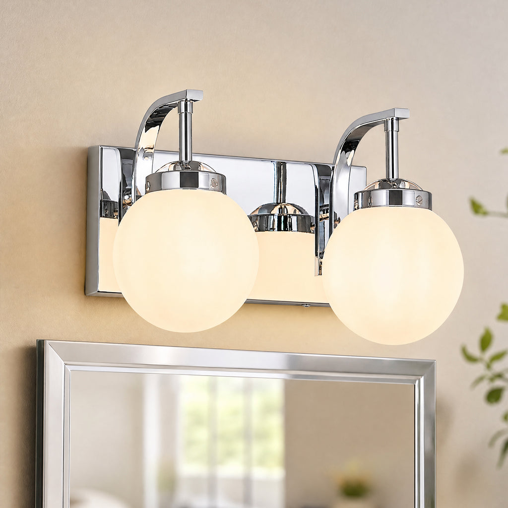 Modern Opal Globe Milky Glass Bathroom Vanity Light