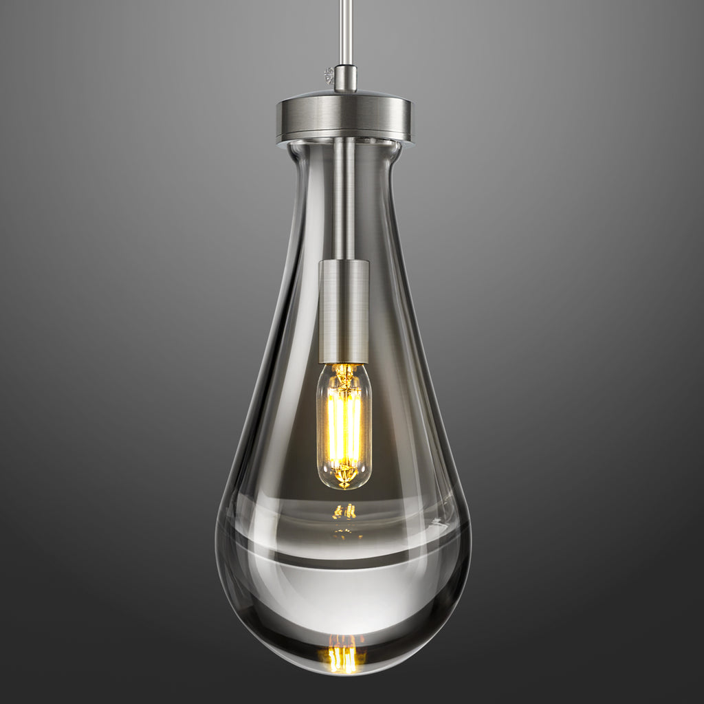 Raindrop Clear Solid Glass Adjustable Suspension Cord Pendant Light