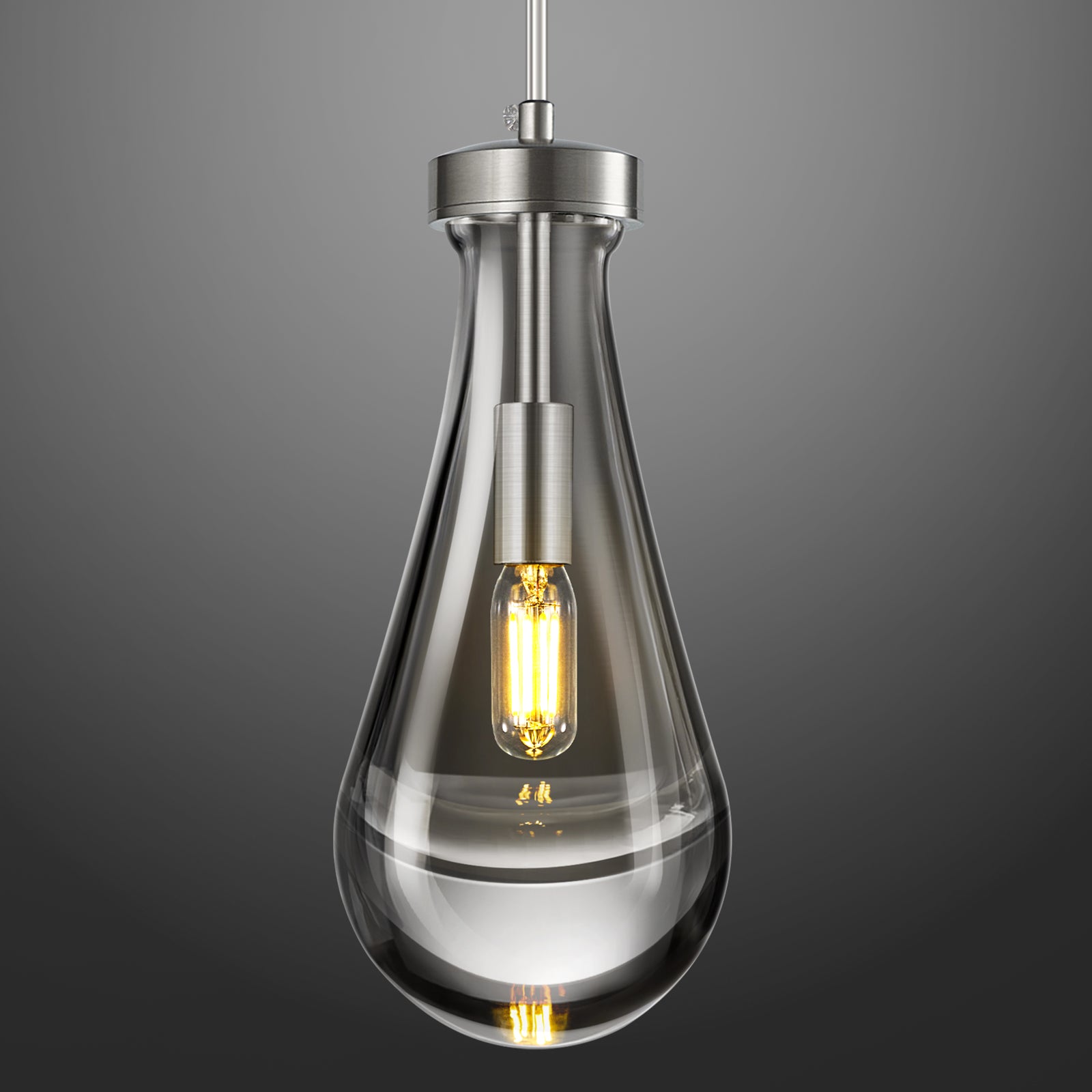 Raindrop Clear Solid Glass Adjustable Suspension Cord Pendant Light