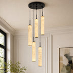 Natural Alabaster Marble Long Tube LED Pendant Light